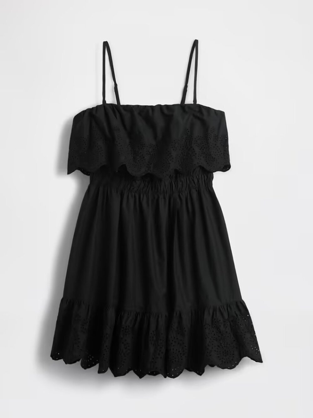 GAP Black Eyelet Ruffle Mini Dress size L or L Tall  NWT